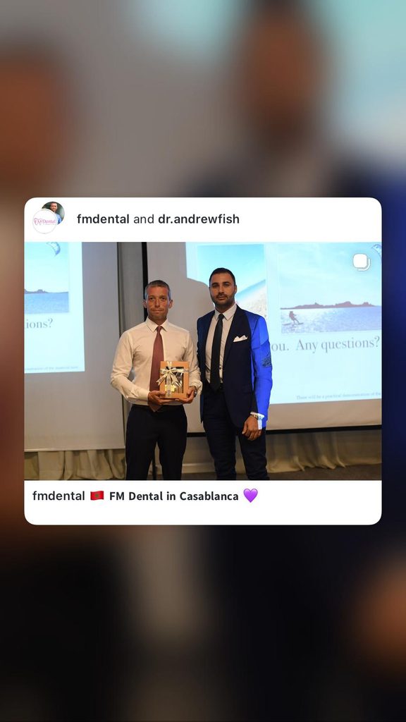 Dr Andrew Fish lecturing on dental implants in Casablanca, Morocco